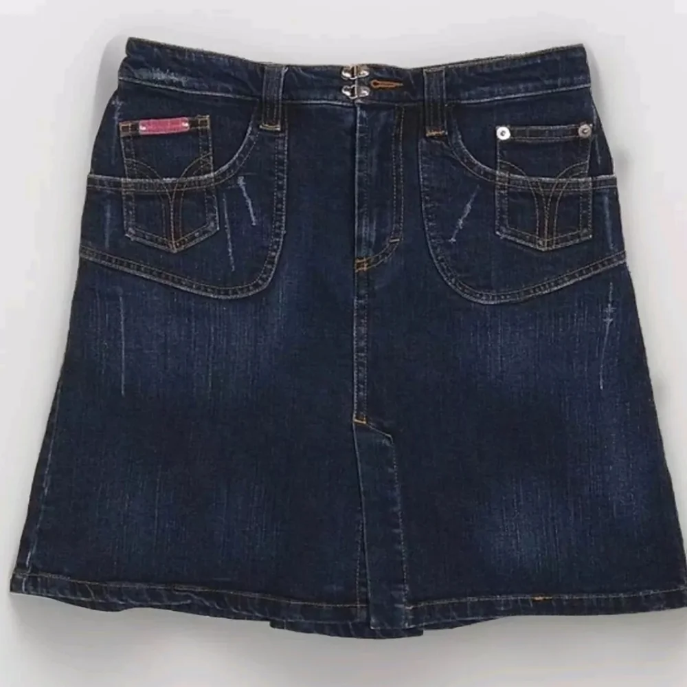 Dolce & Gabbana D&G Dark Wash Distressed Denim Mini Skirt Small Designer Trendy